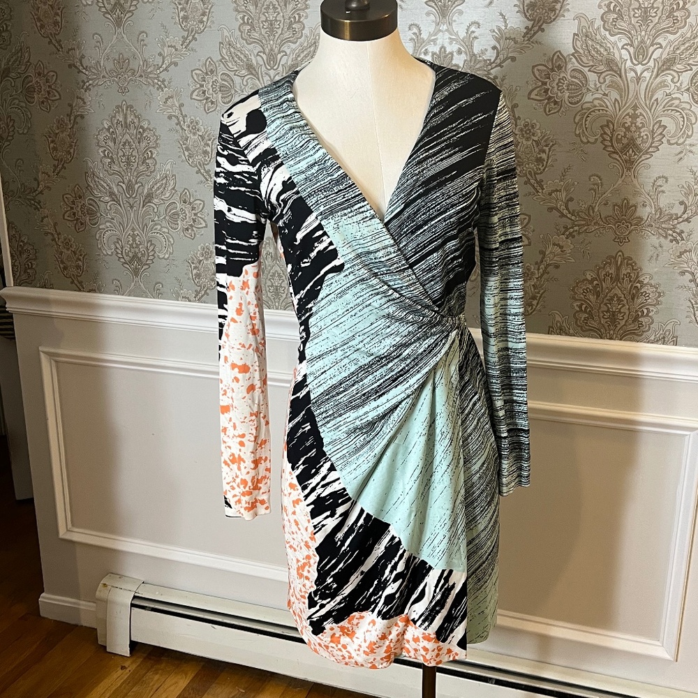 Multi-colored wrap dress
